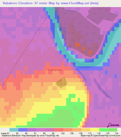 Kabakovo,Russia Elevation Map