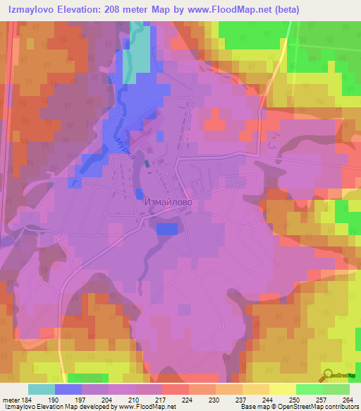 Izmaylovo,Russia Elevation Map