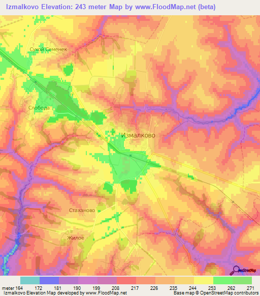 Izmalkovo,Russia Elevation Map