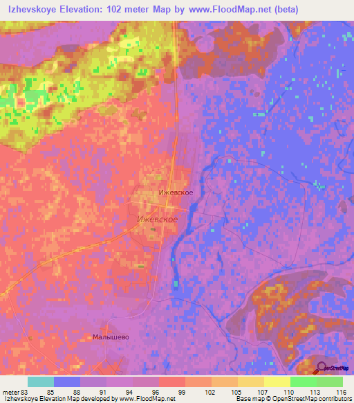 Izhevskoye,Russia Elevation Map