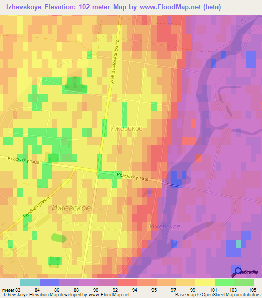 Izhevskoye,Russia Elevation Map