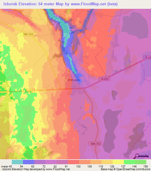 Izborsk,Russia Elevation Map