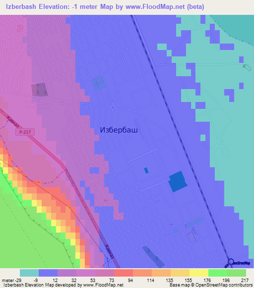 Izberbash,Russia Elevation Map