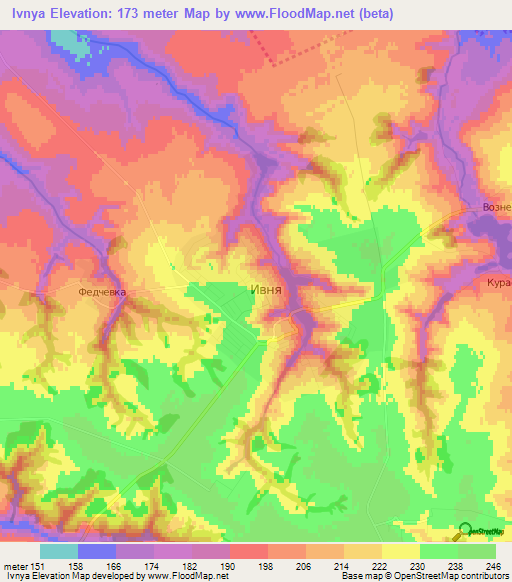 Ivnya,Russia Elevation Map