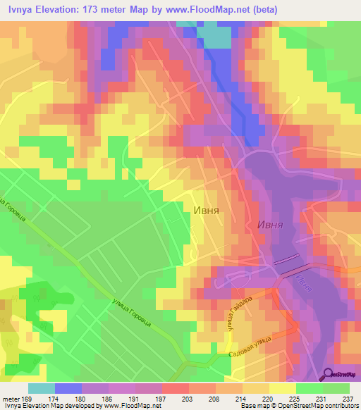 Ivnya,Russia Elevation Map