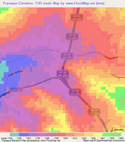 Pojoaque,US Elevation Map