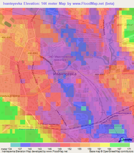 Ivanteyevka,Russia Elevation Map