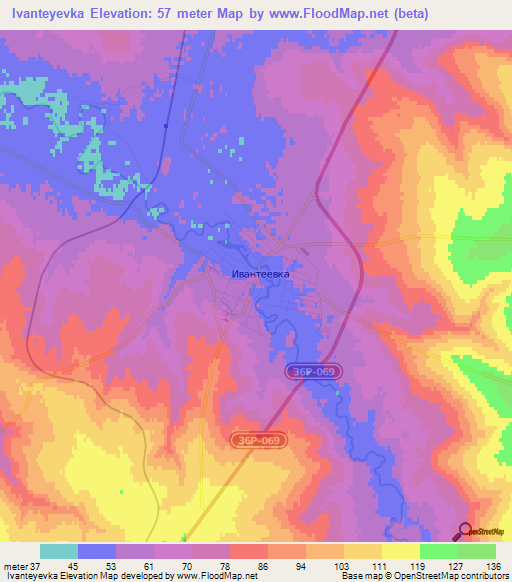 Ivanteyevka,Russia Elevation Map