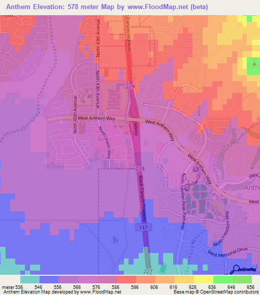 Anthem,US Elevation Map