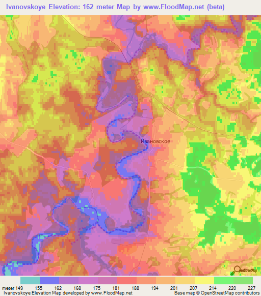 Ivanovskoye,Russia Elevation Map