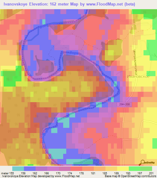 Ivanovskoye,Russia Elevation Map