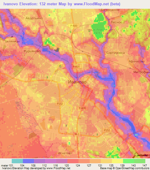 Ivanovo,Russia Elevation Map