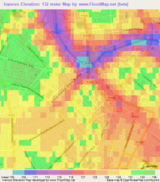 Ivanovo,Russia Elevation Map