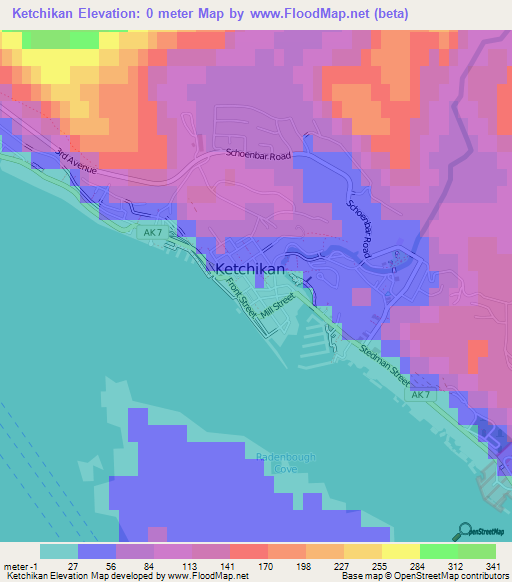 Ketchikan,US Elevation Map