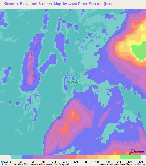 Klawock,US Elevation Map