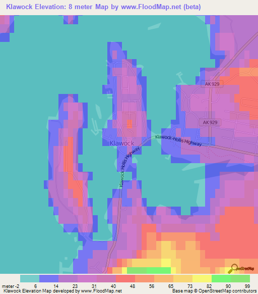 Klawock,US Elevation Map