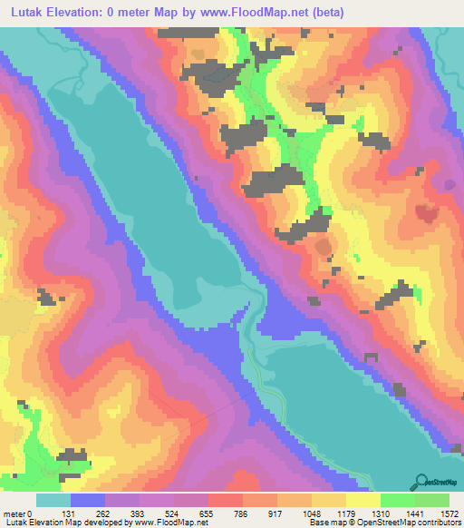 Lutak,US Elevation Map