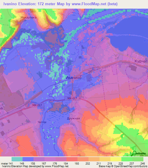 Ivanino,Russia Elevation Map