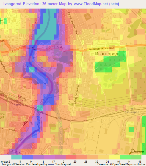 Ivangorod,Russia Elevation Map