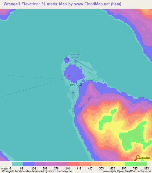 Wrangell,US Elevation Map