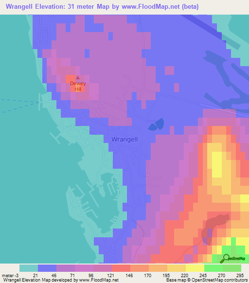 Wrangell,US Elevation Map