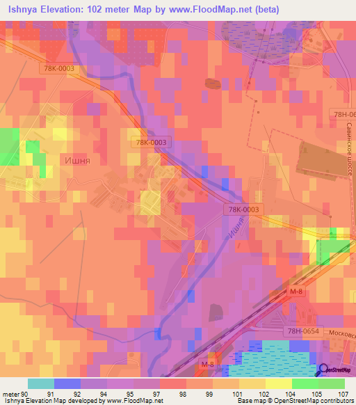 Ishnya,Russia Elevation Map