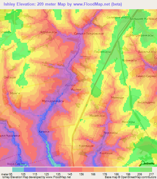 Ishley,Russia Elevation Map