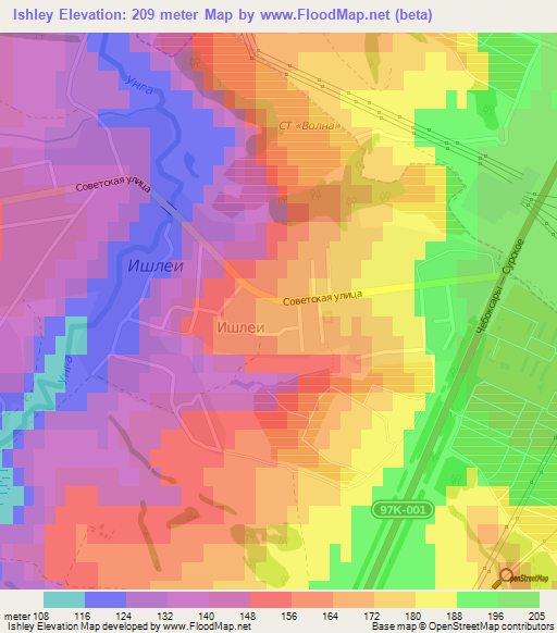 Ishley,Russia Elevation Map