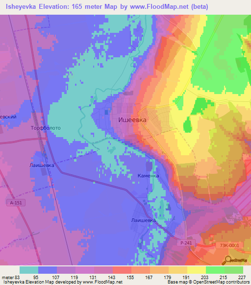 Isheyevka,Russia Elevation Map