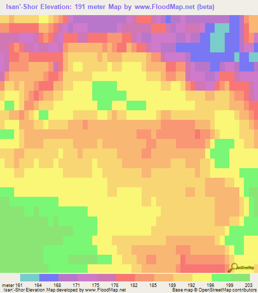 Isan'-Shor,Russia Elevation Map