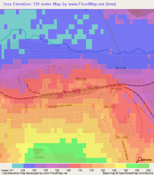 Inza,Russia Elevation Map