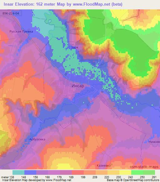 Insar,Russia Elevation Map