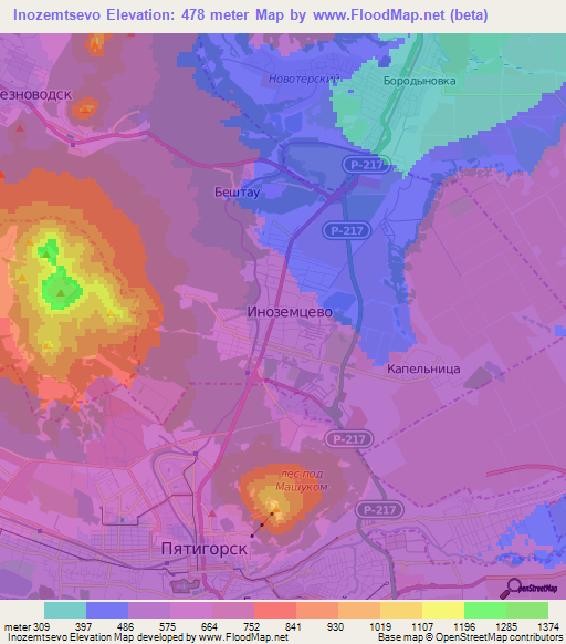 Inozemtsevo,Russia Elevation Map