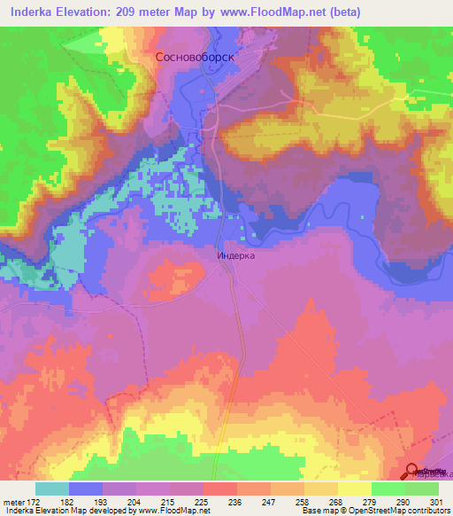 Inderka,Russia Elevation Map