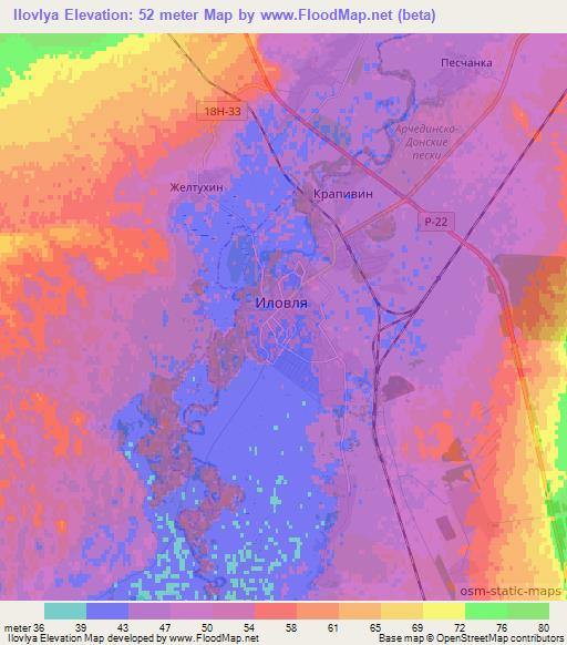 Ilovlya,Russia Elevation Map