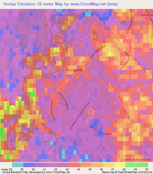 Ilovlya,Russia Elevation Map