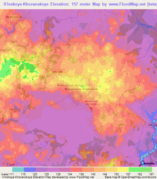 Il'inskoye-Khovanskoye,Russia Elevation Map