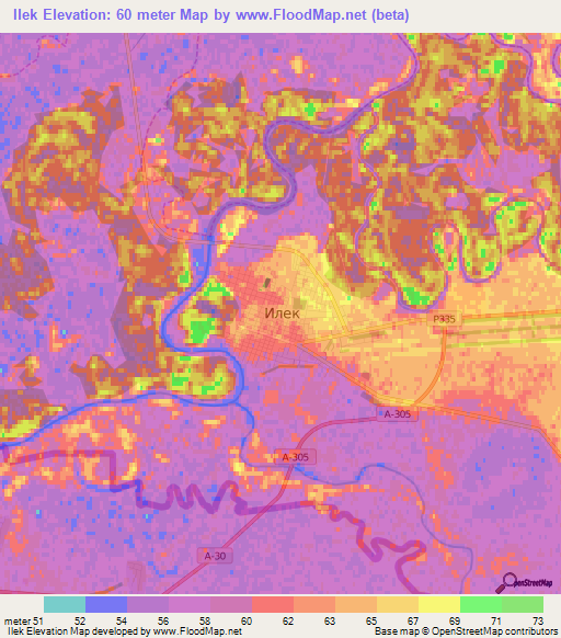 Ilek,Russia Elevation Map