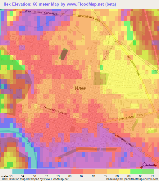 Ilek,Russia Elevation Map