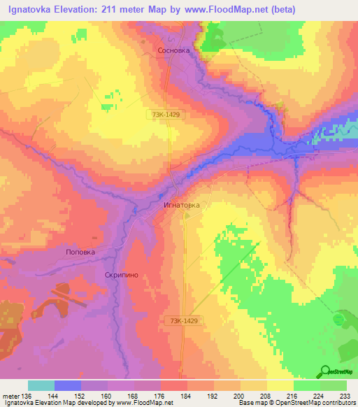 Ignatovka,Russia Elevation Map