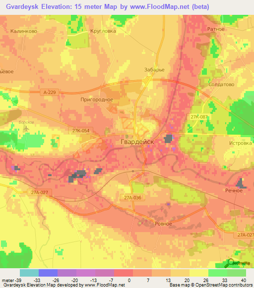 Gvardeysk,Russia Elevation Map