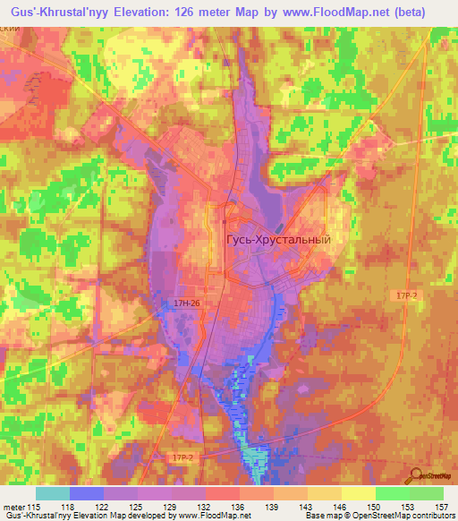 Gus'-Khrustal'nyy,Russia Elevation Map