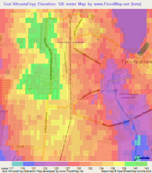 Gus'-Khrustal'nyy,Russia Elevation Map