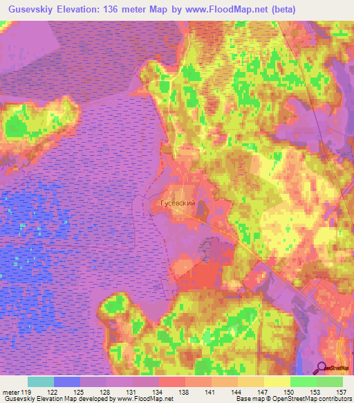 Gusevskiy,Russia Elevation Map