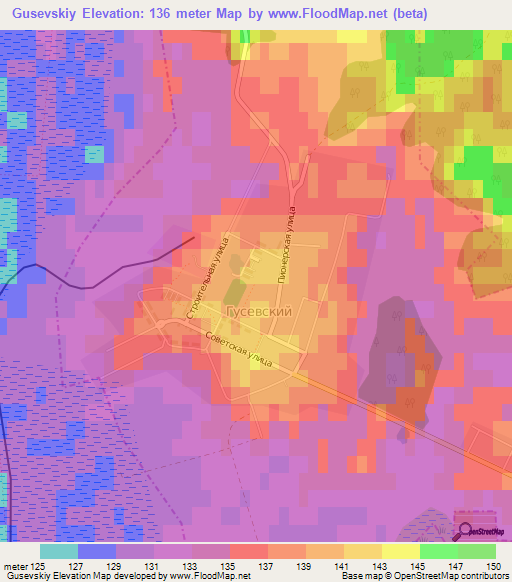 Gusevskiy,Russia Elevation Map