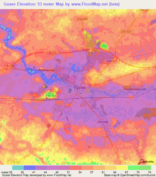 Gusev,Russia Elevation Map