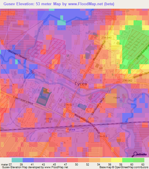 Gusev,Russia Elevation Map