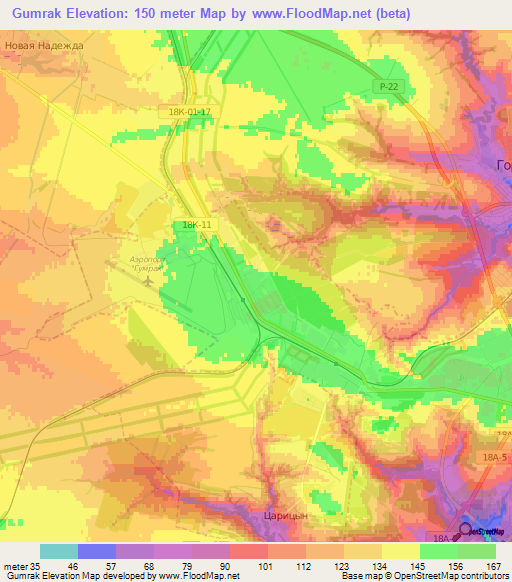 Gumrak,Russia Elevation Map