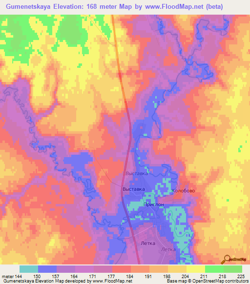 Gumenetskaya,Russia Elevation Map