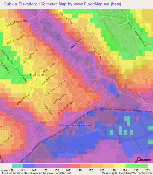 Gubkin,Russia Elevation Map